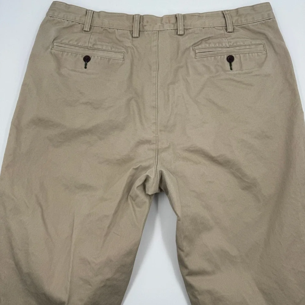 Orvis Pleated Chinos Mens 42 Khaki Tan Cotton Twill Straight Leg Cuffed Pants